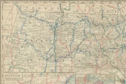 Pamono Antique Map of Massachusetts with The Bay State, Railroads & Boston Inset, 1888><noscript><img width=