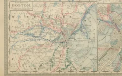 Pamono Antique Map of Massachusetts with The Bay State, Railroads & Boston Inset, 1888><noscript><img width=