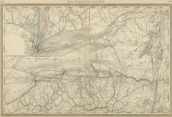 Discount Pamono Antique Map of New York State with Railroads and Counties, 1888