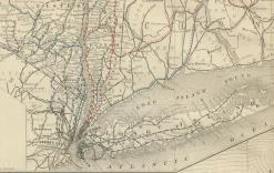 Discount Pamono Antique Map of New York State with Railroads and Counties, 1888