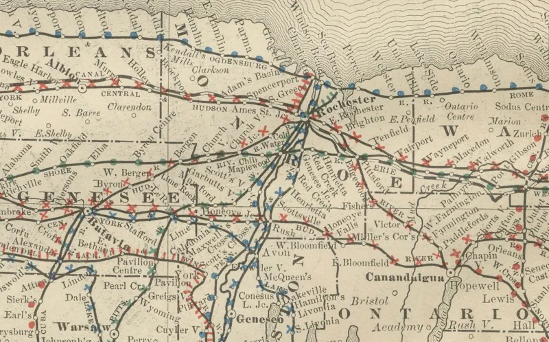 Discount Pamono Antique Map of New York State with Railroads and Counties, 1888
