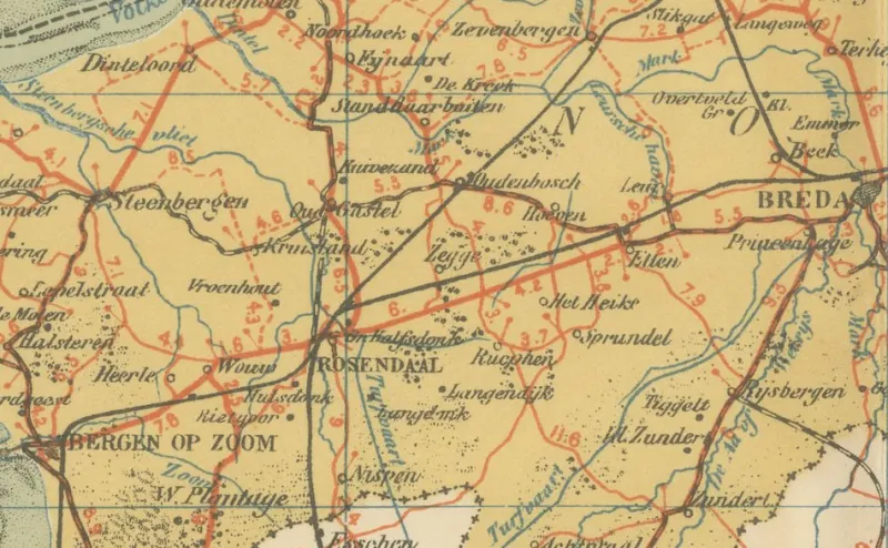 Discount Pamono Antique Map of North Brabant, 1914