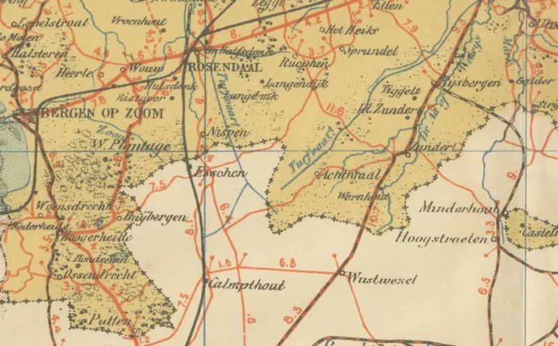 Discount Pamono Antique Map of North Brabant, 1914
