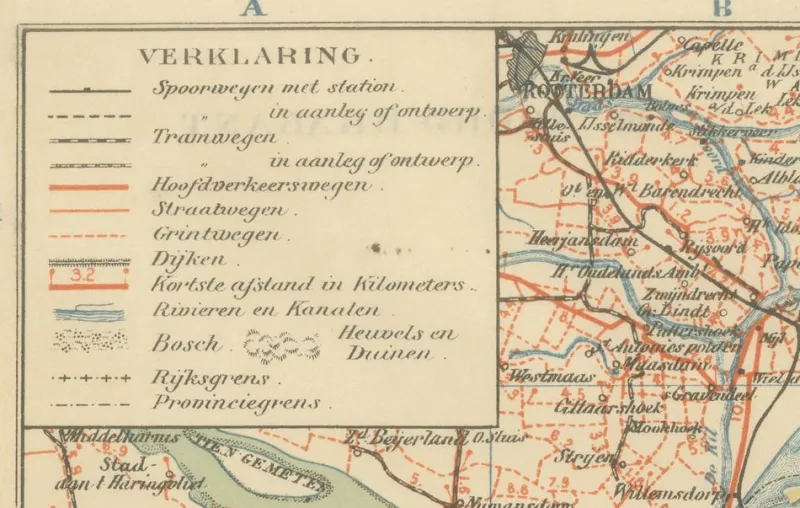 Discount Pamono Antique Map of North Brabant, 1914