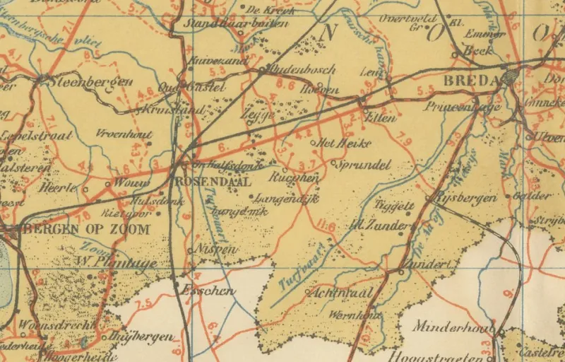 Discount Pamono Antique Map of North Brabant, 1914