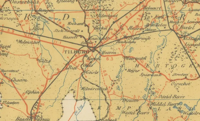 Discount Pamono Antique Map of North Brabant, 1914