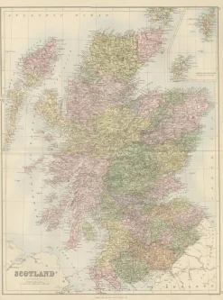 Pamono Antique Map of Scotland with Counties and Islands Blacks Atlas, 1884> Wall Decor