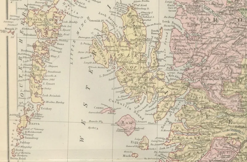 Pamono Antique Map of Scotland with Counties and Islands Blacks Atlas, 1884> Wall Decor