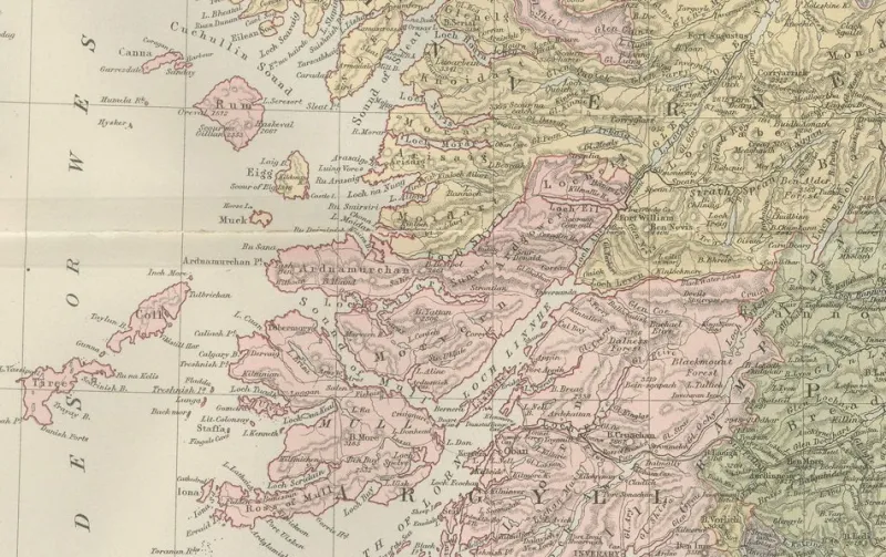 Pamono Antique Map of Scotland with Counties and Islands Blacks Atlas, 1884> Wall Decor