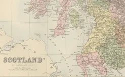 Pamono Antique Map of Scotland with Counties and Islands Blacks Atlas, 1884><noscript><img width=