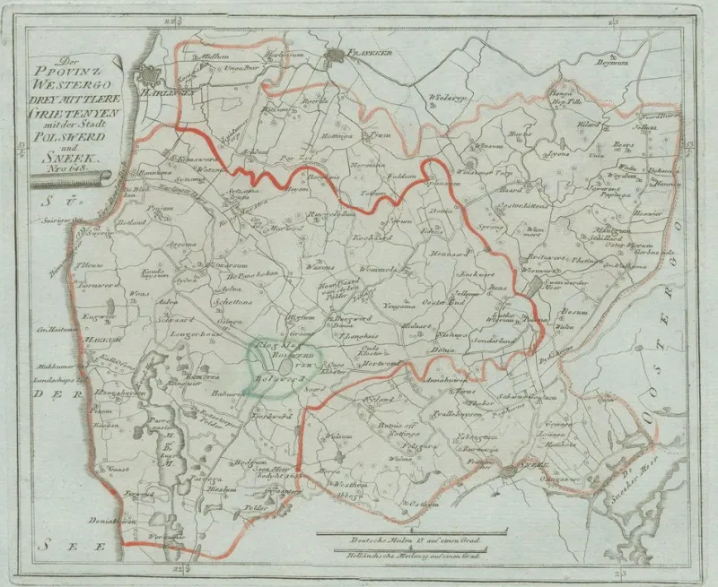 Pamono Antique Map of Sneek and Surroundings by Von Reilly, 1791> Wall Decor