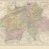 Pamono Antique Map of Switzerland Canton Divisions, 1884> Wall Decor
