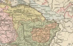 Pamono Antique Map of Switzerland Canton Divisions, 1884> Wall Decor