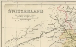 Pamono Antique Map of Switzerland Canton Divisions, 1884><noscript><img width=
