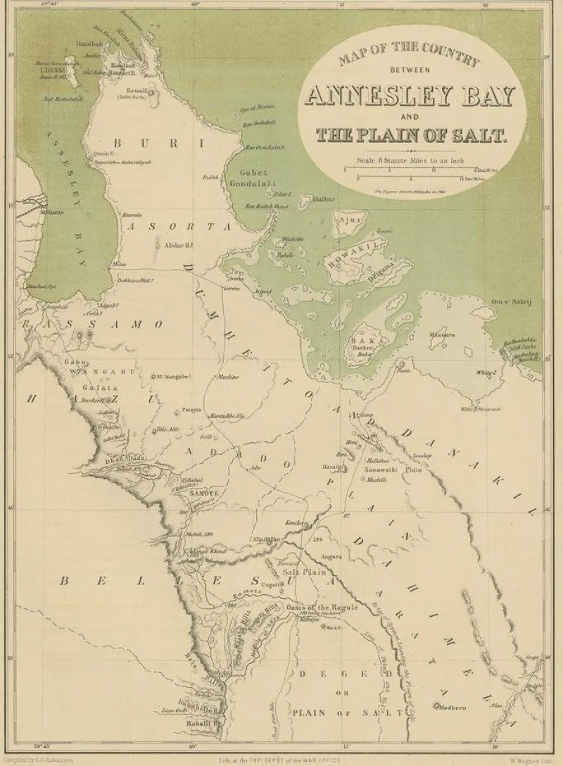 Sale Pamono Antique Map of the Region Near the Gulf of Zula, 1870