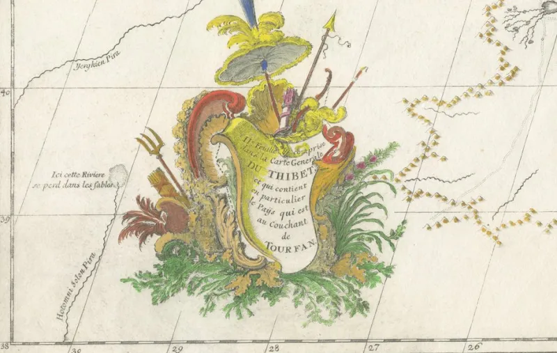 Pamono Antique Map of Tibet by Danville, Paris, France, 1737> Wall Decor