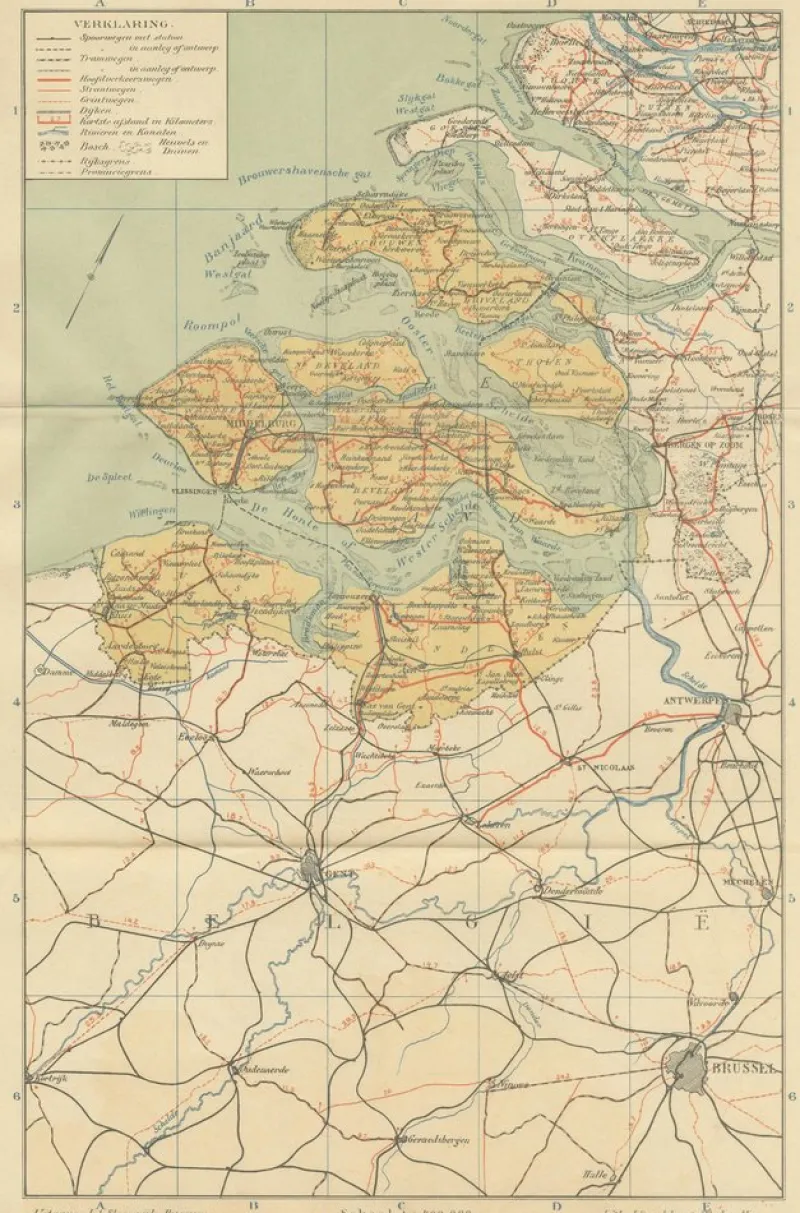 Discount Pamono Antique Map of Zeeland, 1914