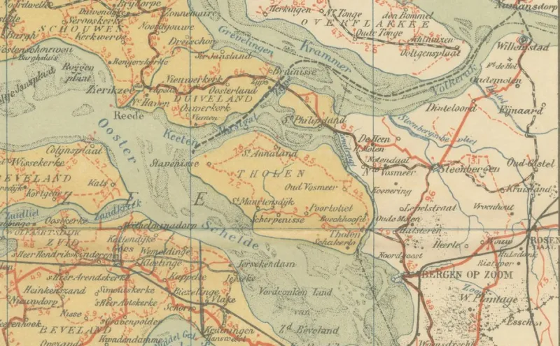 Discount Pamono Antique Map of Zeeland, 1914
