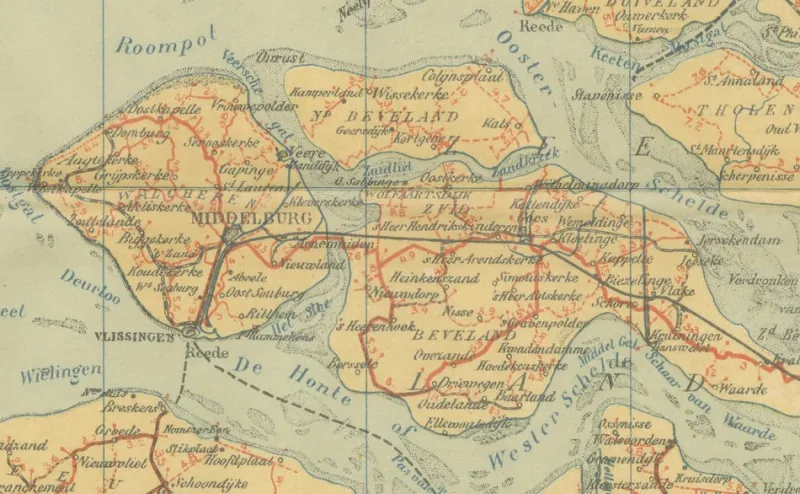Discount Pamono Antique Map of Zeeland, 1914