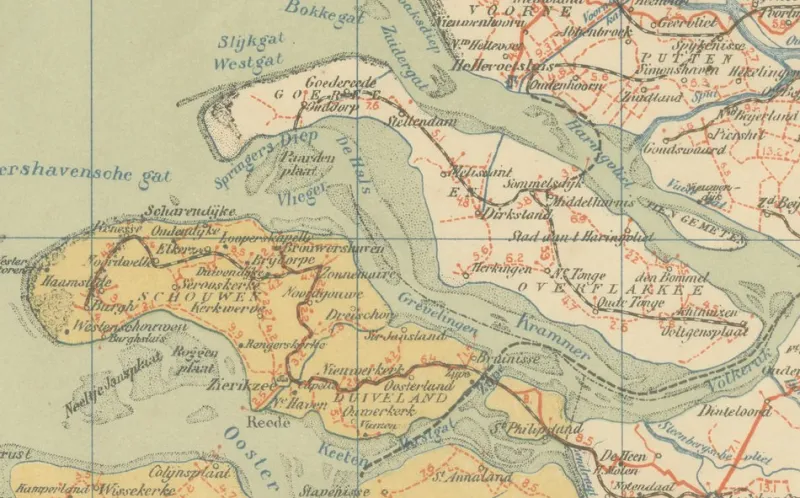 Discount Pamono Antique Map of Zeeland, 1914
