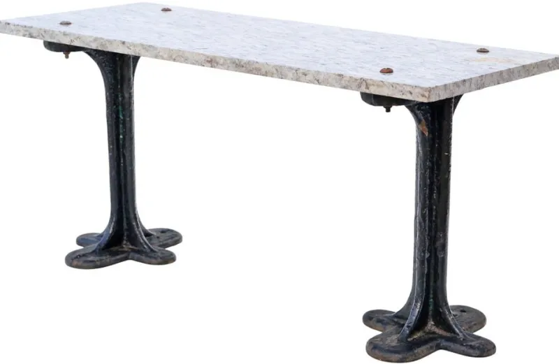 Outlet Pamono Antique Marble and Cast Iron Table, 1900s