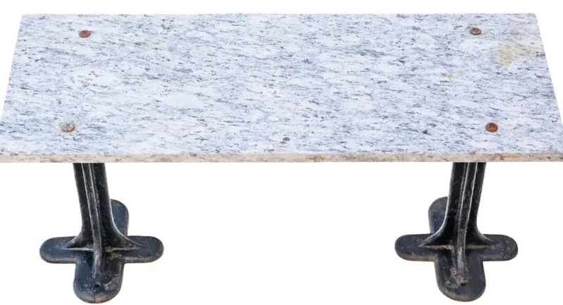 Outlet Pamono Antique Marble and Cast Iron Table, 1900s