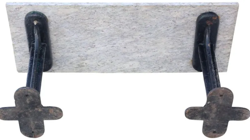 Outlet Pamono Antique Marble and Cast Iron Table, 1900s