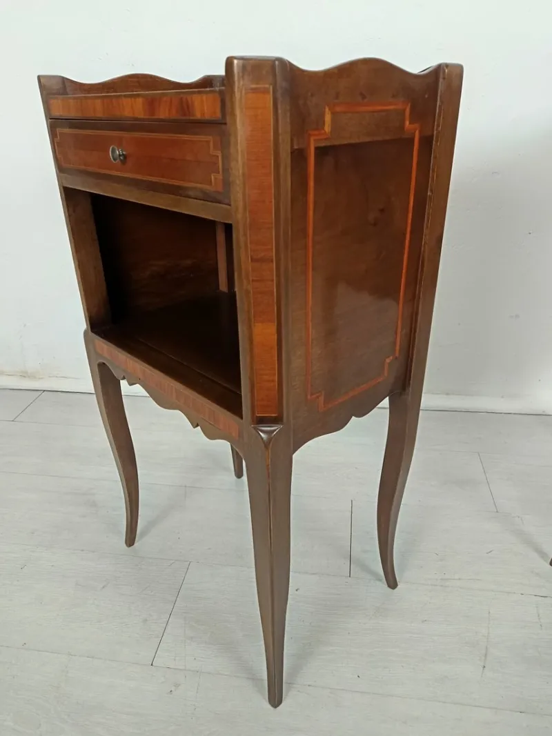 Pamono Antique Marquetry Bedside Tables, 1890s, Set of 2> Nightstands