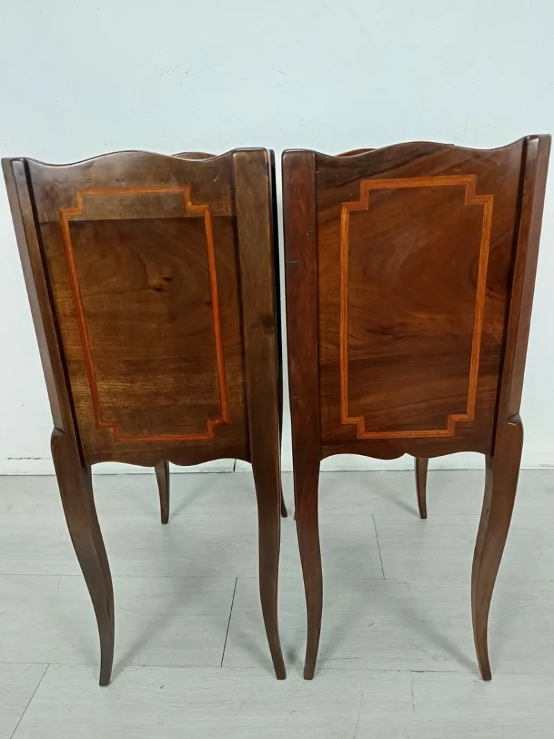 Pamono Antique Marquetry Bedside Tables, 1890s, Set of 2> Nightstands