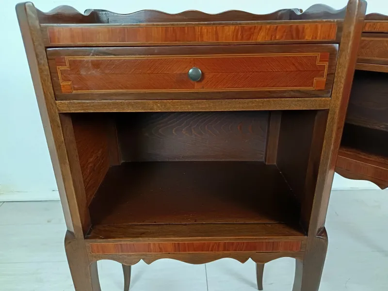 Pamono Antique Marquetry Bedside Tables, 1890s, Set of 2> Nightstands