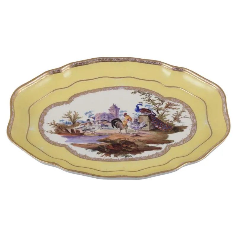 Pamono Antique Meissen Tray in Porcelain with Motif of Birds in a Park> Trays