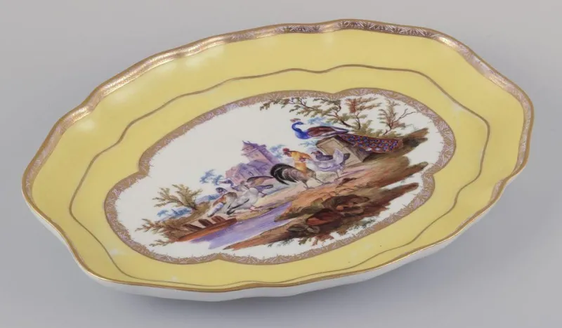 Pamono Antique Meissen Tray in Porcelain with Motif of Birds in a Park> Trays