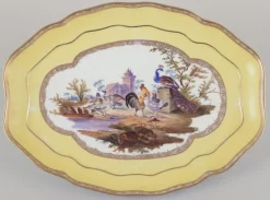 Pamono Antique Meissen Tray in Porcelain with Motif of Birds in a Park><noscript><img width=