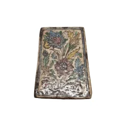Pamono Antique Middle Eastern Majolica Tile with Flowers, 1900s> Architectural Elements