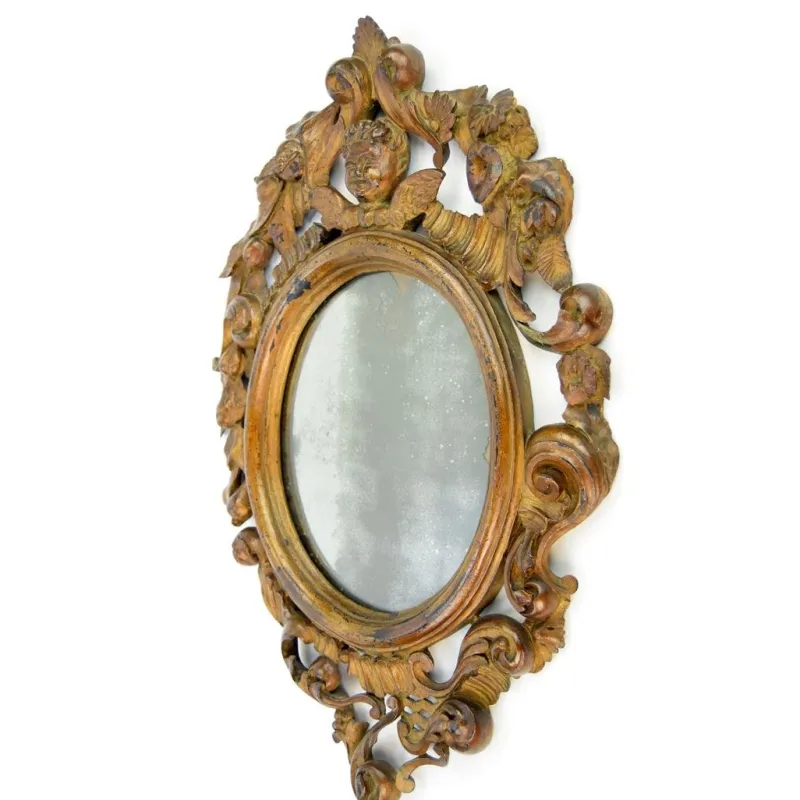 Sale Pamono Antique Mirror with Cherub and Pomegranates, 1750s