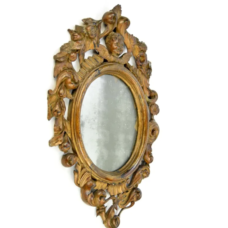Sale Pamono Antique Mirror with Cherub and Pomegranates, 1750s