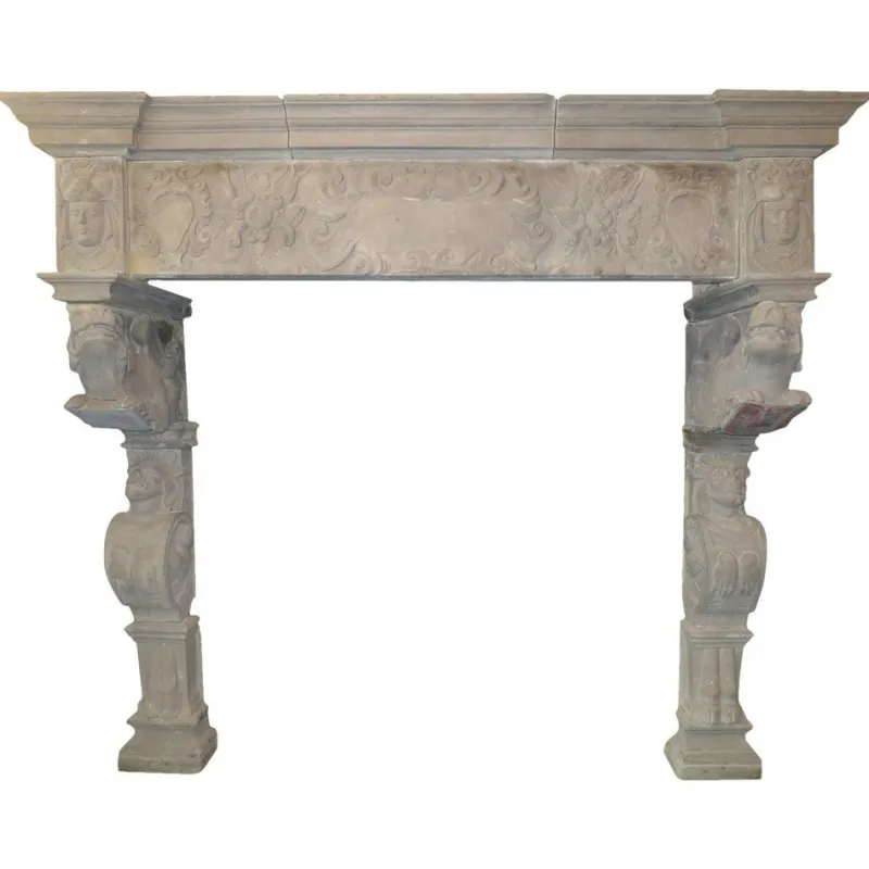 Pamono Antique Monumental Renaissance Fireplace Mantel in Stone> Fireplaces And Mantels