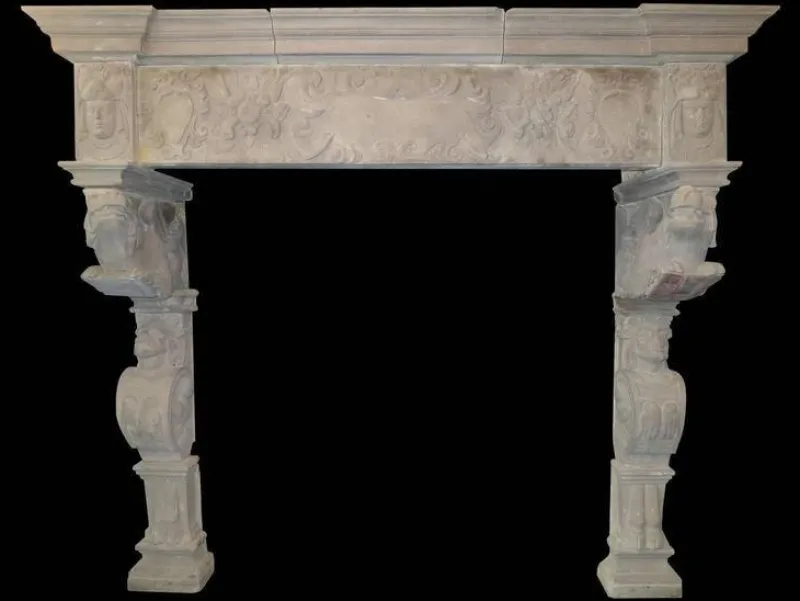 Pamono Antique Monumental Renaissance Fireplace Mantel in Stone> Fireplaces And Mantels