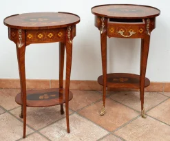 Pamono Antique Napoleon III Bedside Tables in Exotic Fine Woods, France, 19th Century, Set of 2><noscript><img width=