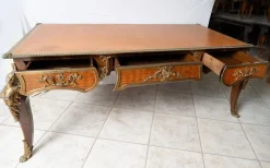 Clearance Pamono Antique Napoleon III French Exotic Wood Desk with Gilded Bronze Elements, France, 19th Century
