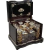 Hot Pamono Antique Napoleon III Liquor Cellar in Ebony with Brass Inlay, Set of 21