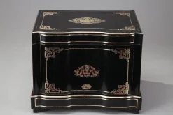Hot Pamono Antique Napoleon III Liquor Cellar in Ebony with Brass Inlay, Set of 21