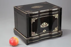Hot Pamono Antique Napoleon III Liquor Cellar in Ebony with Brass Inlay, Set of 21