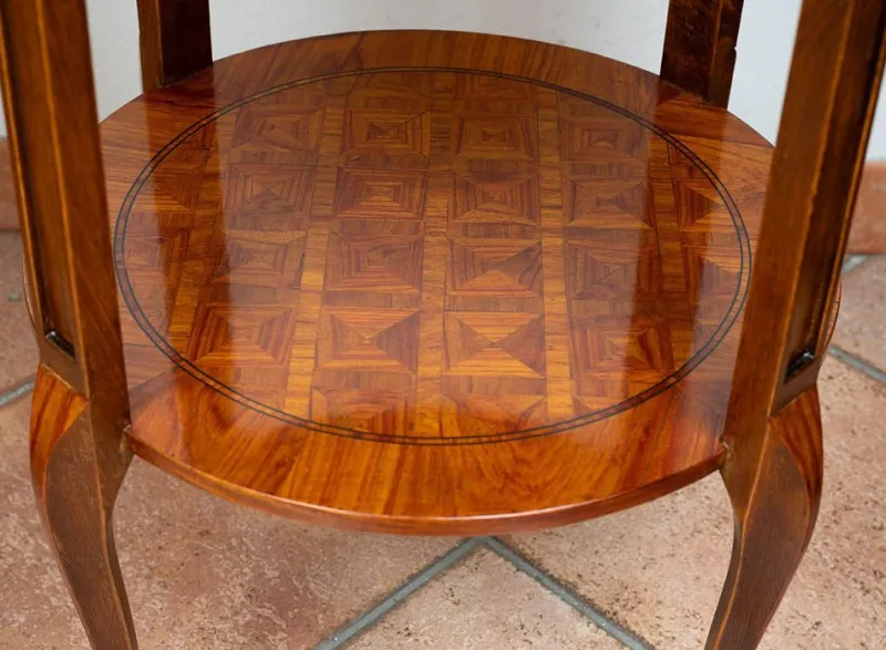 Pamono Antique Napoleon III Side Tables in Exotic Fine Woods, France, Early 20th Century, Set of 2> Nightstands