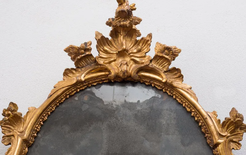Discount Pamono Antique Neapolitan Louis XV Mirror in Gilt Carved Wood