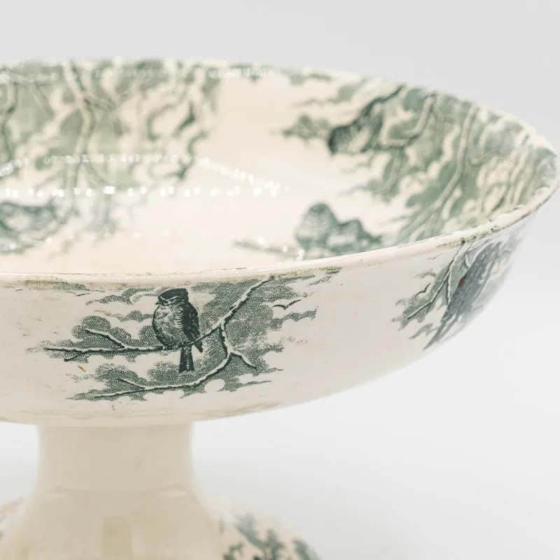 Clearance Pamono Antique Neige Cake Stand and Plates from Sarreguemines, 1900s, Set of 5