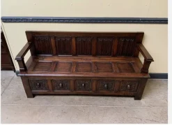 Pamono Antique Neo-Gothic Chest Bench, 1890s> Benches
