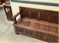 Pamono Antique Neo-Gothic Chest Bench, 1890s> Benches
