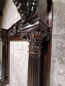 Sale Pamono Antique Neo-Renaissance Gothic Slavonian Oak Fireplace