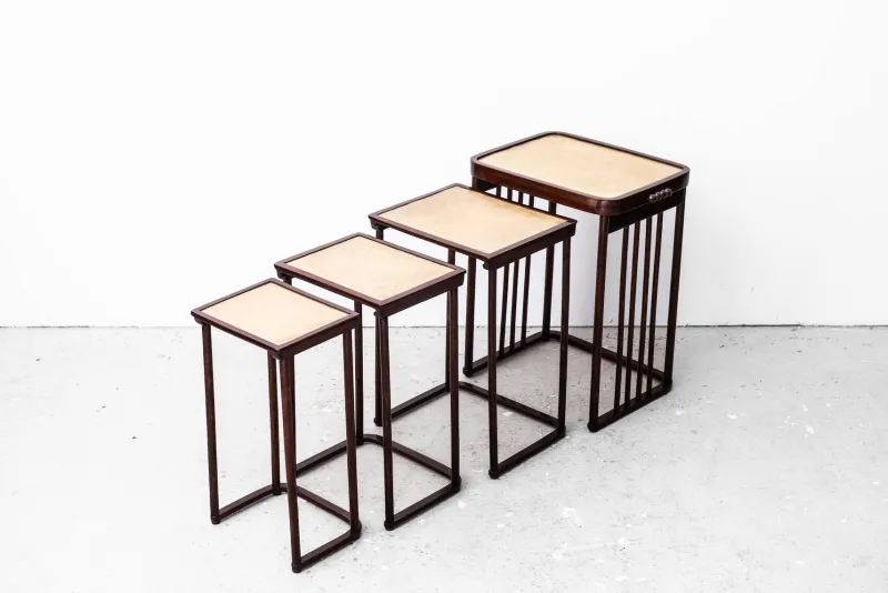 Pamono Antique Nesting Tables by Prof. Josef Hoffmann for Jacob & Josef Kohn, 1905, Set of 4> Coffee & Side Tables